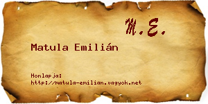 Matula Emilián névjegykártya